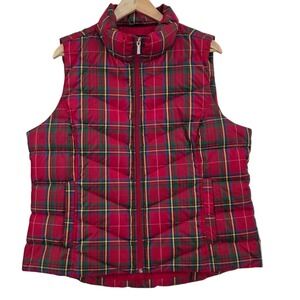 Lands' End Womens XL Tartan Plaid Puffer Vest